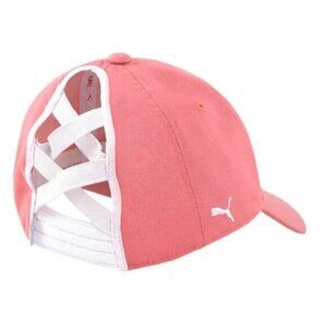 New PUMA Golf Pony P Stretch Fit Adjustable Women's Cap One Size Pink White